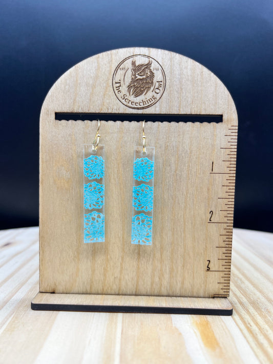 Succulent Rectangle Acrylic Earrings