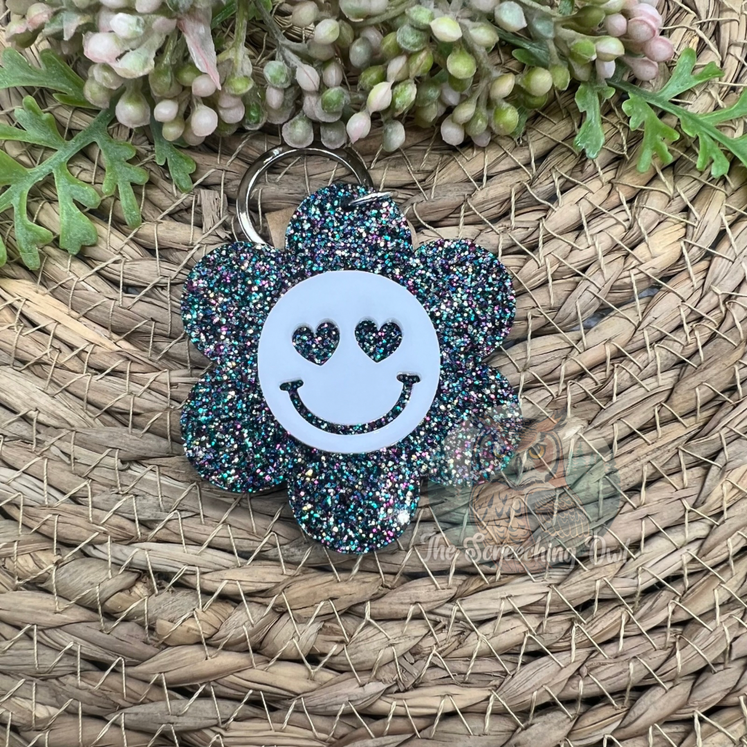 Smiley Daisy Keychain
