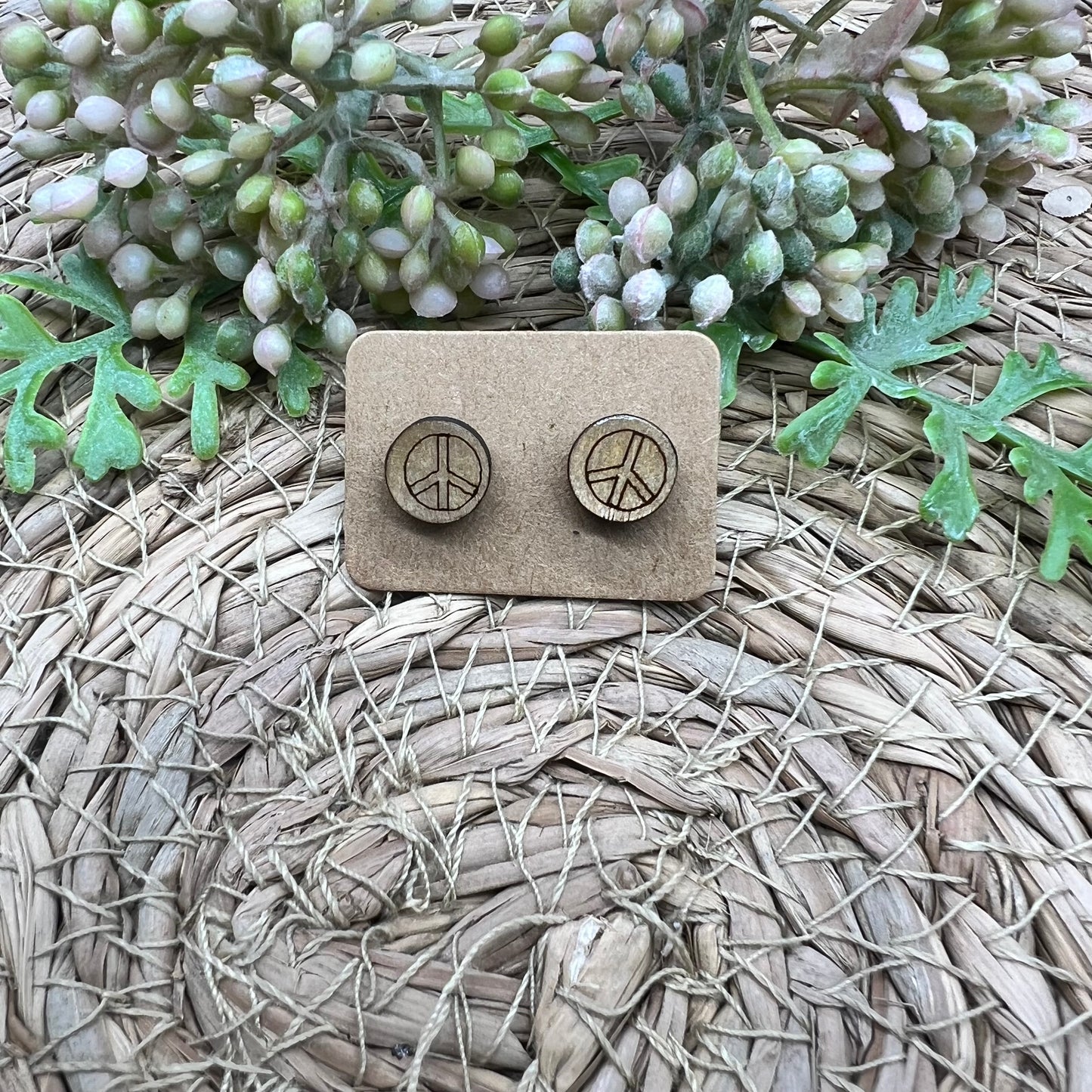 Peace Sign Stud Earrings