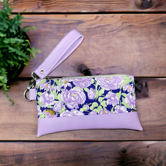 Purple Peony Wristlet Wallet