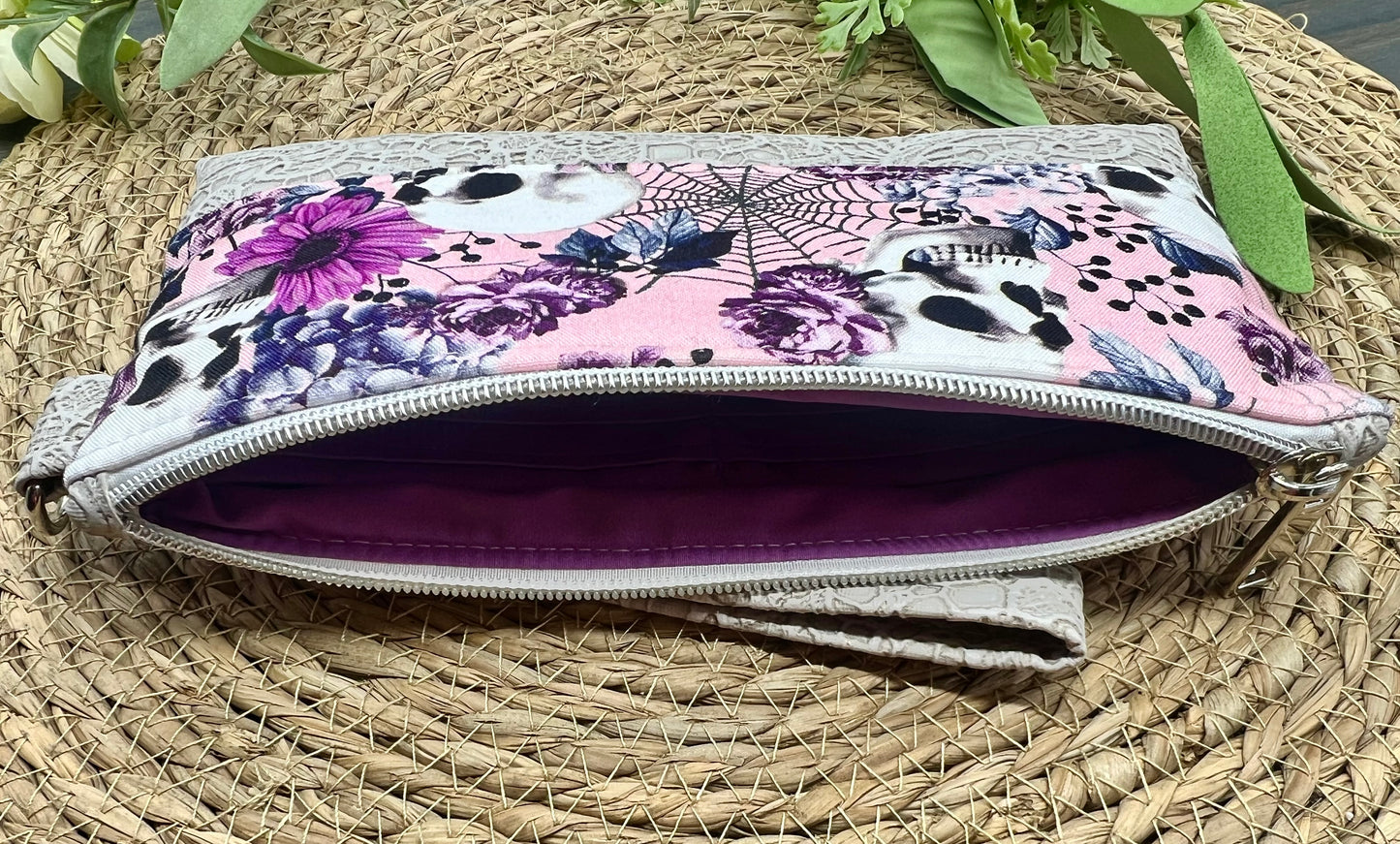 Purple Skulls Wristlet Wallet
