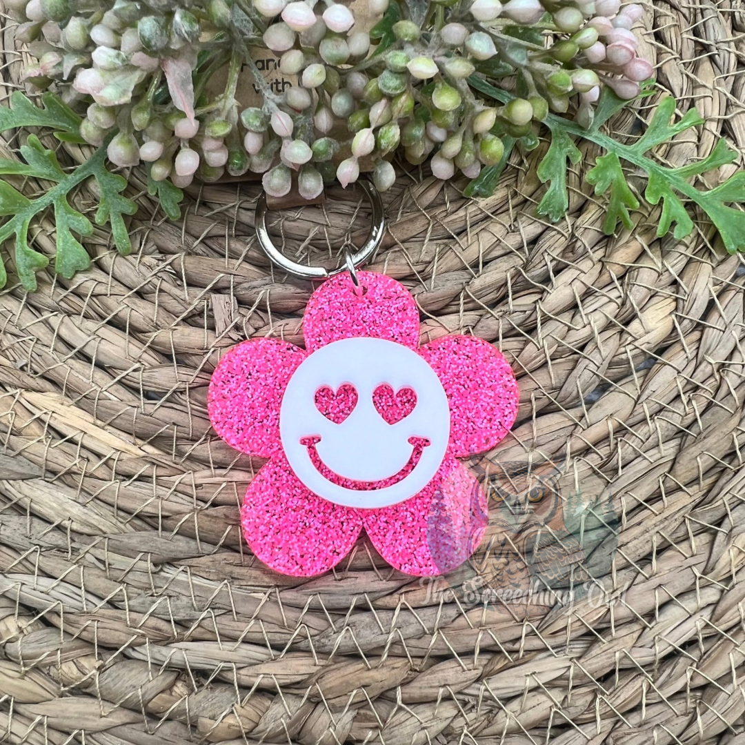 Smiley Daisy Keychain