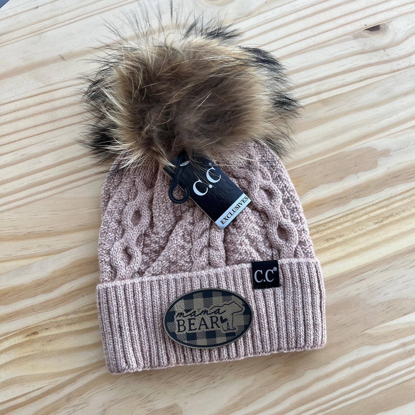 C.C Beanie Exclusive - Black Label Ribbed Cuff - Pick Your Patch - Rose