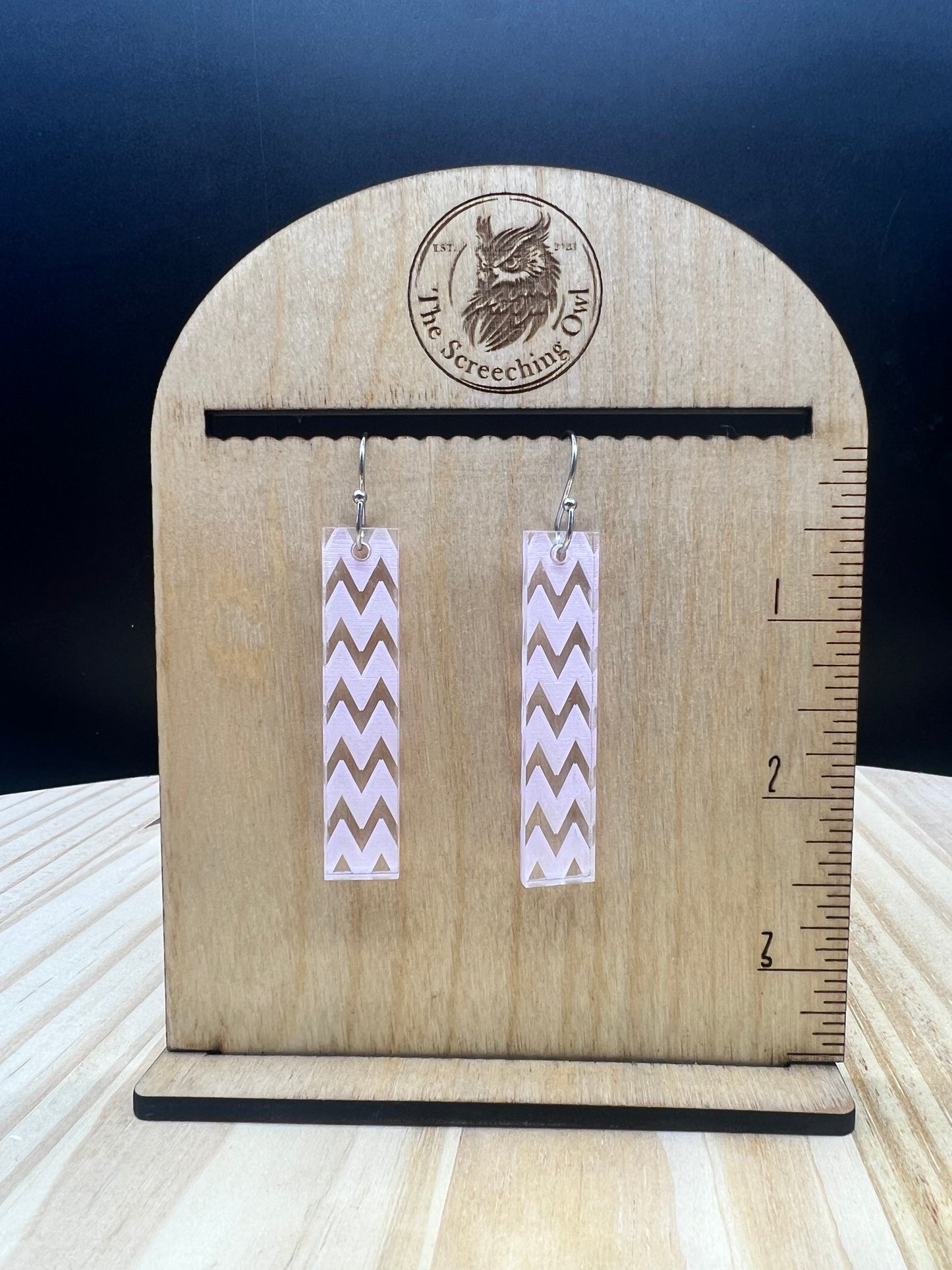 Lavender Chevron Rectangle Acrylic Earrings