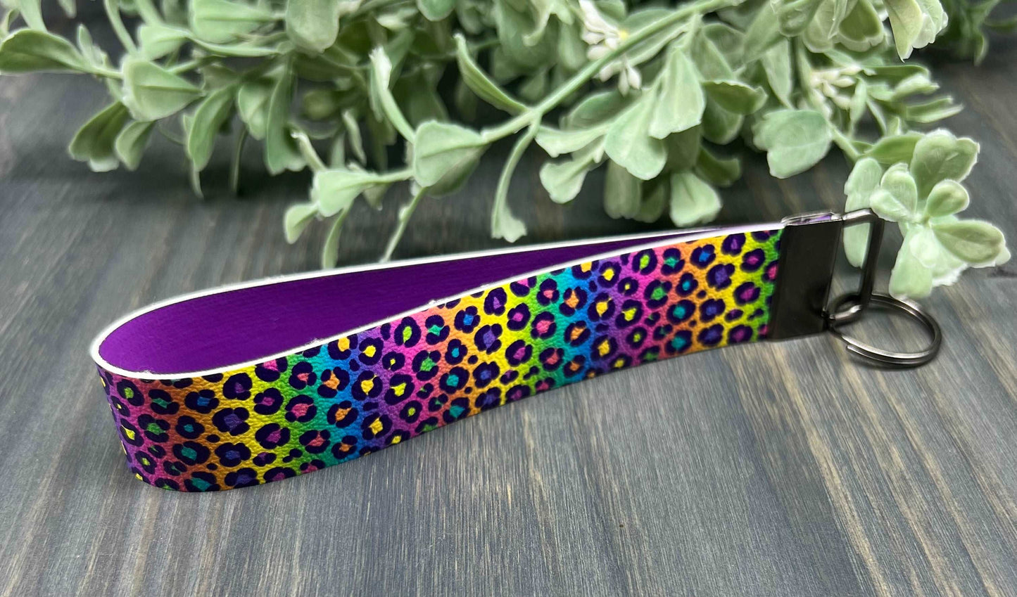 Rainbow Cheetah Key Fob