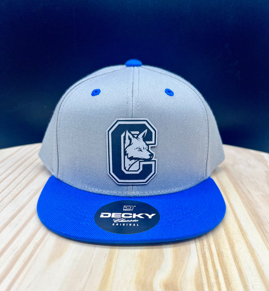 Candor Coyotes - YOUTH Flat Bill Structured Hat - Gray/Royal Blue