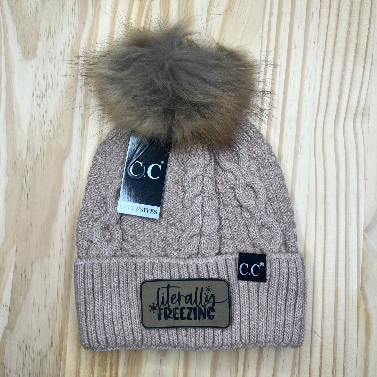 C.C Beanie Exclusive - Black Label Ribbed Cuff - Pick Your Patch - Rose