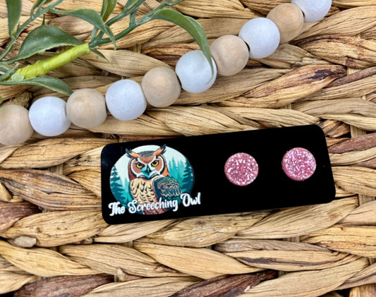 Pink Glitter Stud Earrings