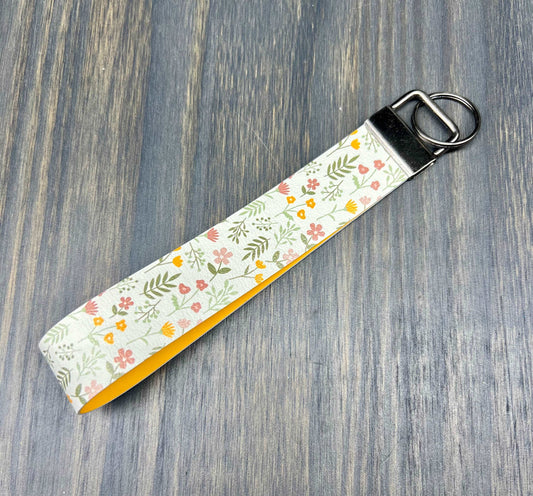 Dainty Pink and Yellow Flowers Key Fob