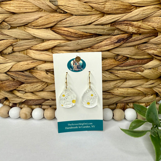 Mini Teardrop Daisy Earrings
