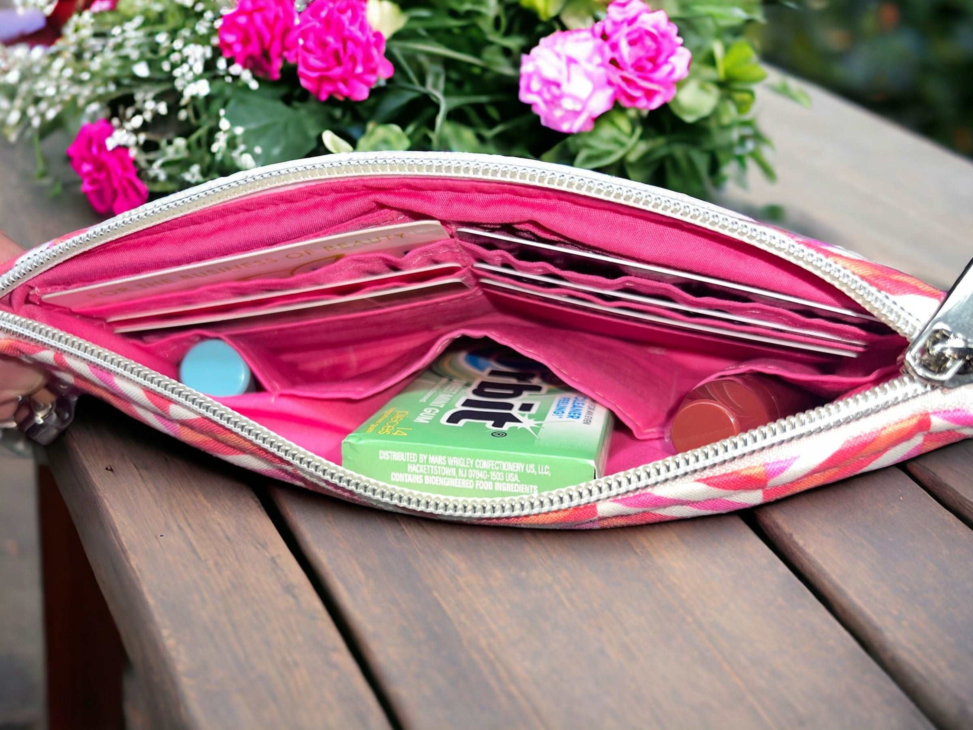 Diagonally Pink Wristlet Wallet