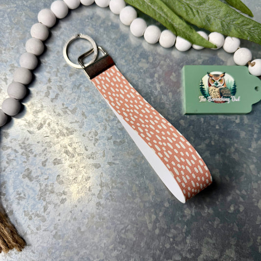 Peach & White Boho Dash Key Fob