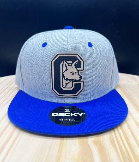 Candor Coyotes - Flat Bill Structured Hat - Heather Gray/Royal Blue
