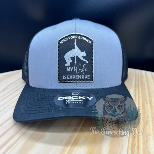 Pole Dancing Husband - Hand Sewn Patch Hat - Black/Gray/Black