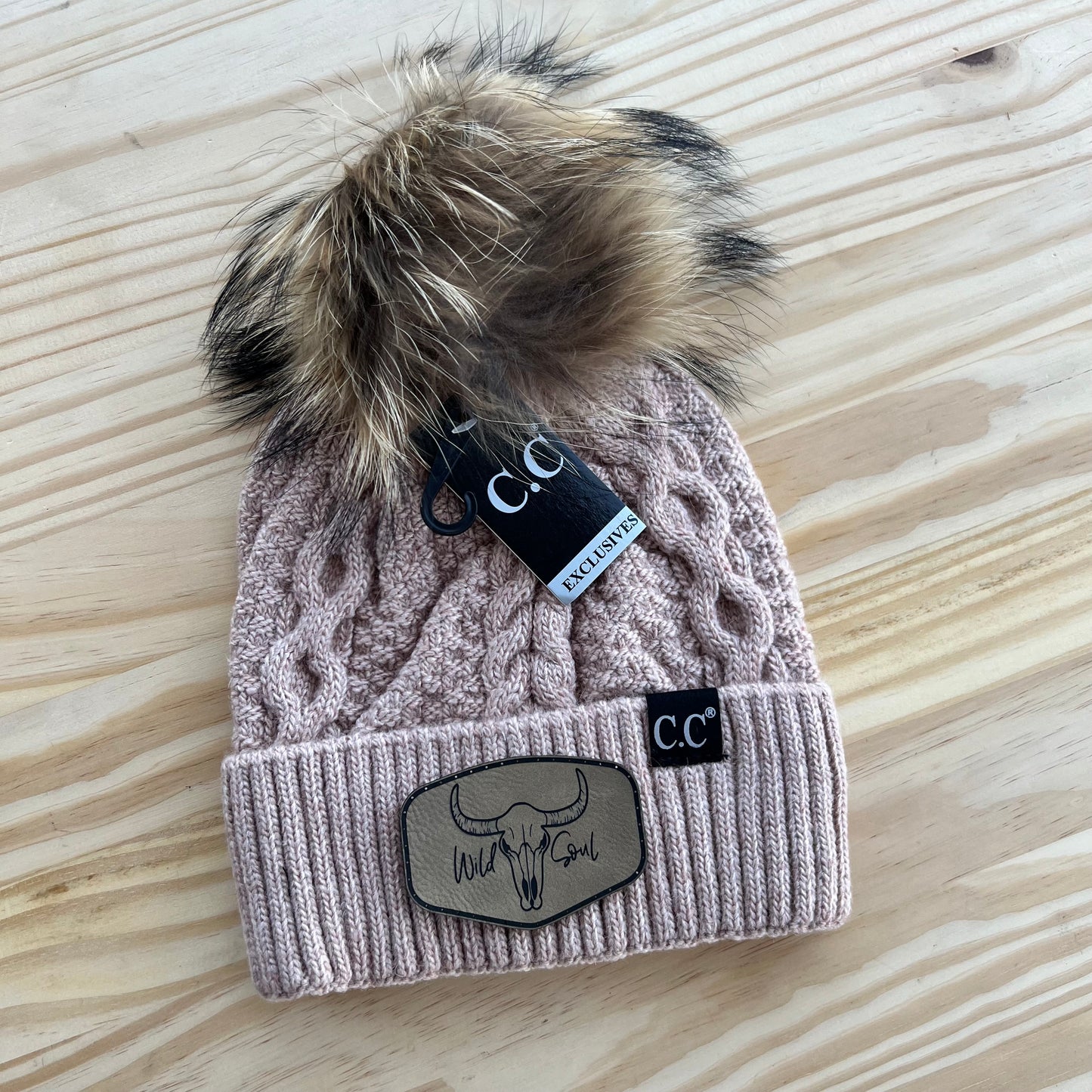 C.C Beanie Exclusive - Black Label Ribbed Cuff - Pick Your Patch - Rose