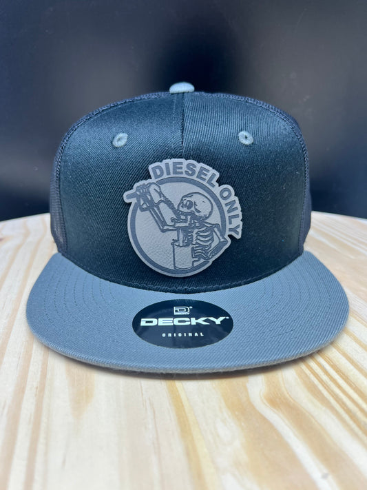 Diesel Only - Flat Bill Trucker Hat - Charcoal/Black