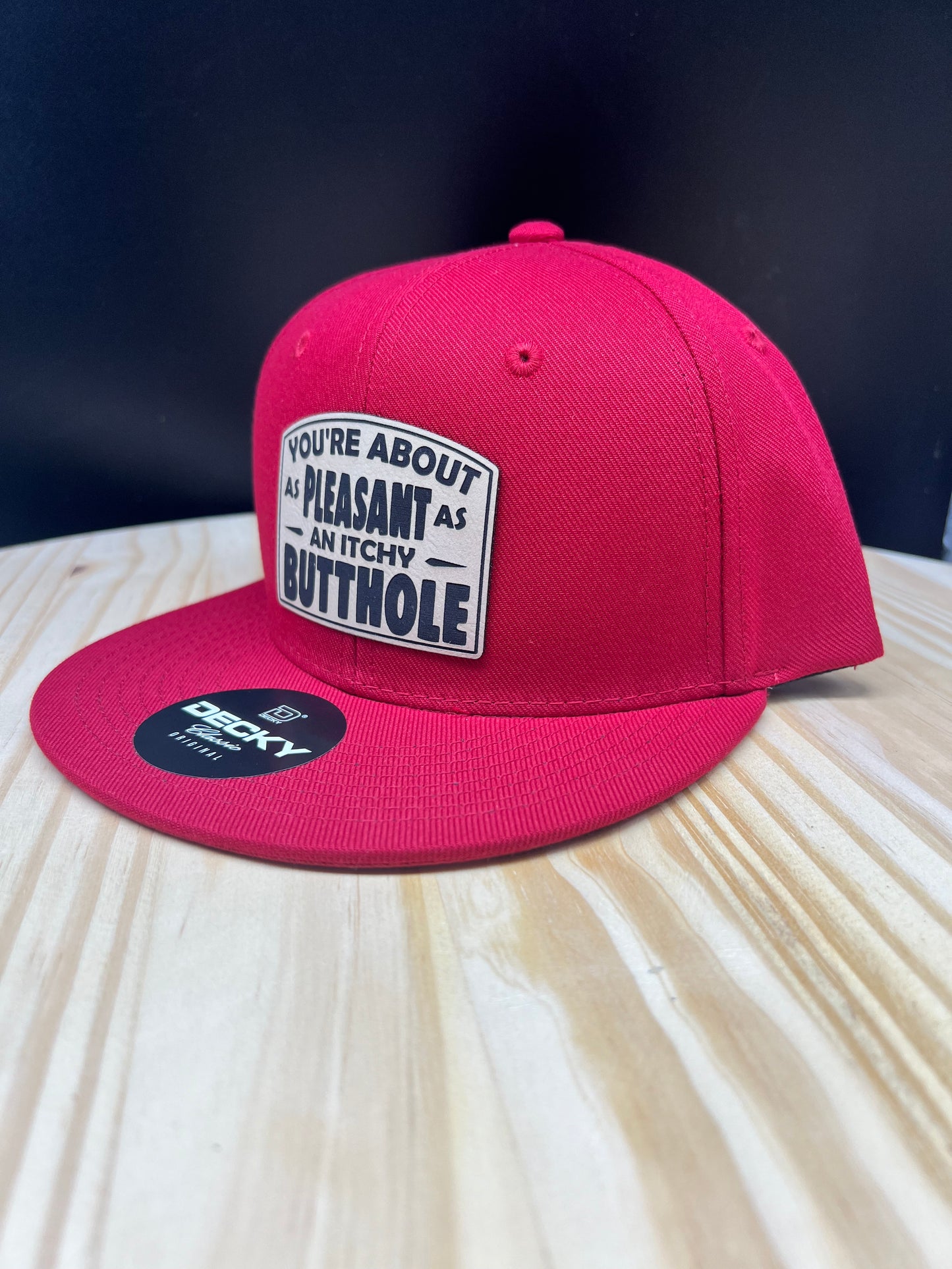 Pleasant as an Itchy Butthole - Flat Bill Structured Hat - Cardinal Red