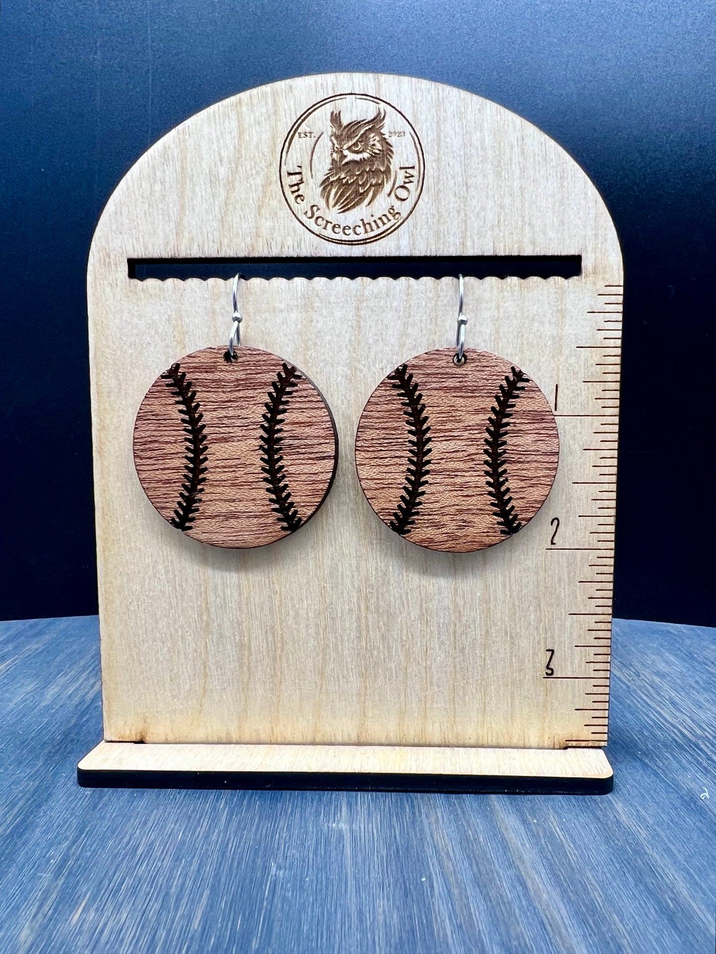 Baseball Wood Earrings