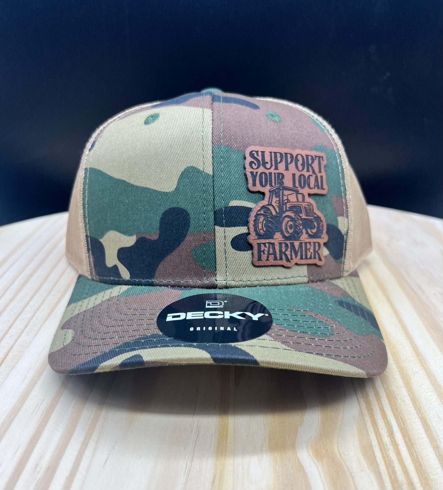 Support Your Local Farmer - Structured Bill Trucker Hat - Camo/Khaki