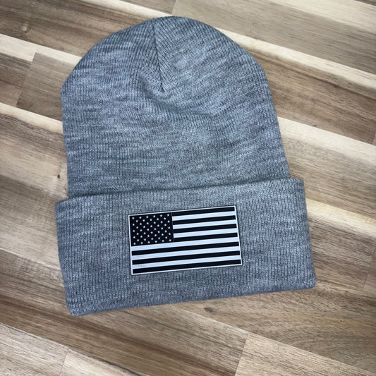 Beanie - American Flag - Gray