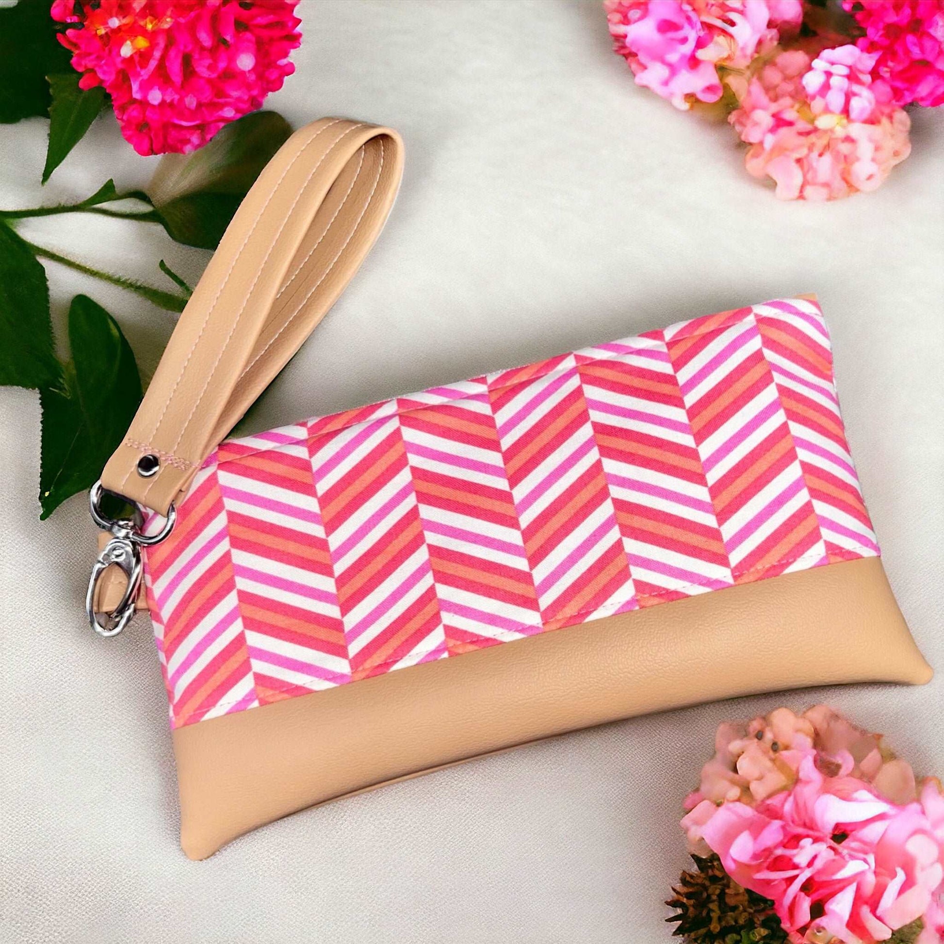 Diagonally Pink Wristlet Wallet