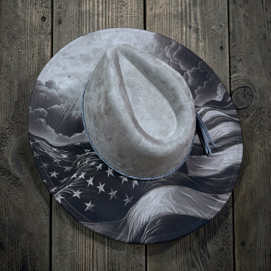 USA Flag in the Sky Wide Brim Hat