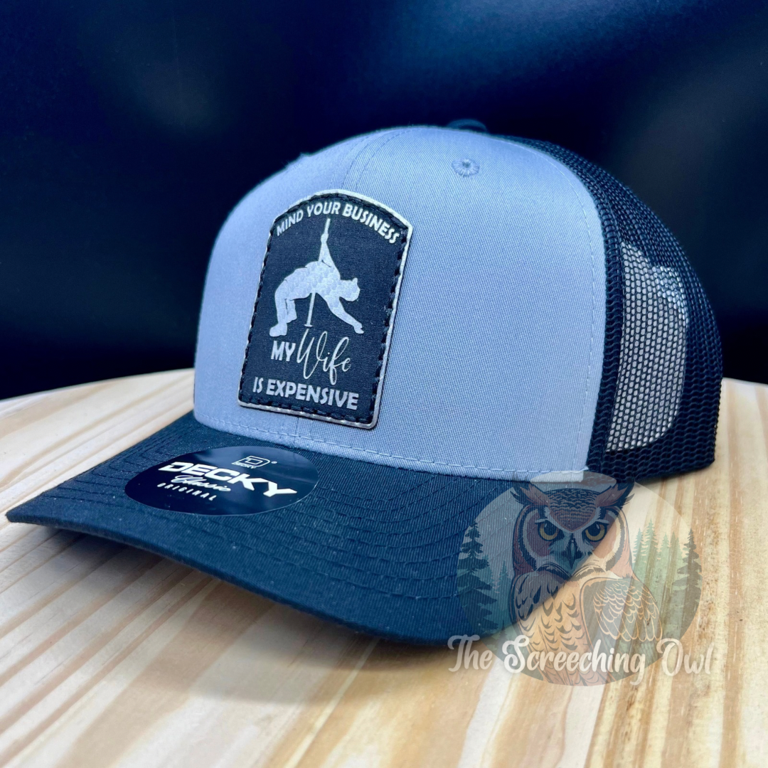 Pole Dancing Husband - Hand Sewn Patch Hat - Black/Gray/Black
