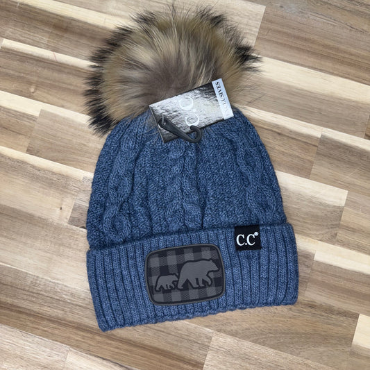 C.C Beanie Black Label - Bear & Cub - Denim