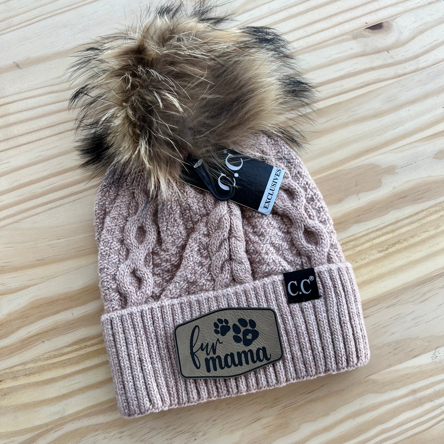 C.C Beanie Exclusive - Black Label Ribbed Cuff - Pick Your Patch - Rose