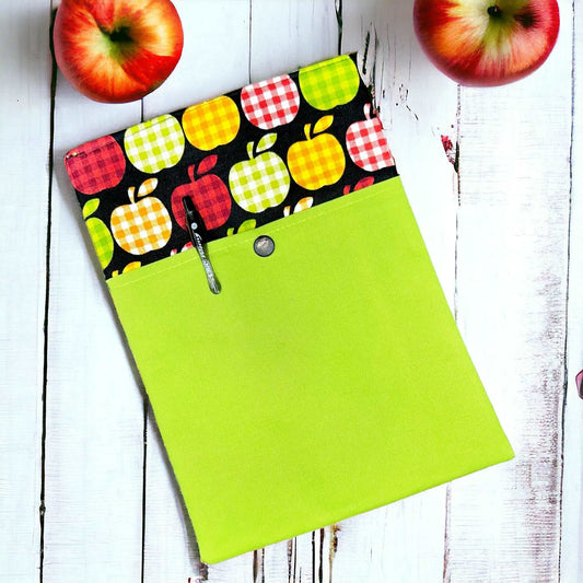 Plaid Apples Book Sleeve - Small