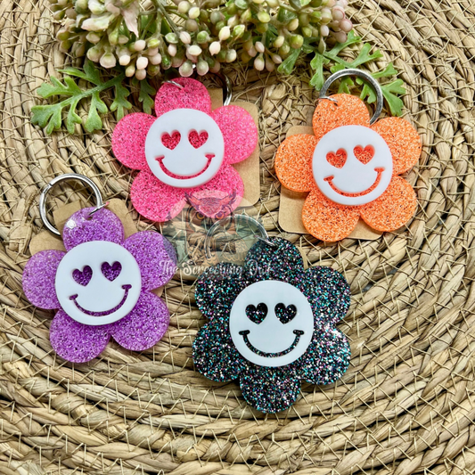 Smiley Daisy Keychain