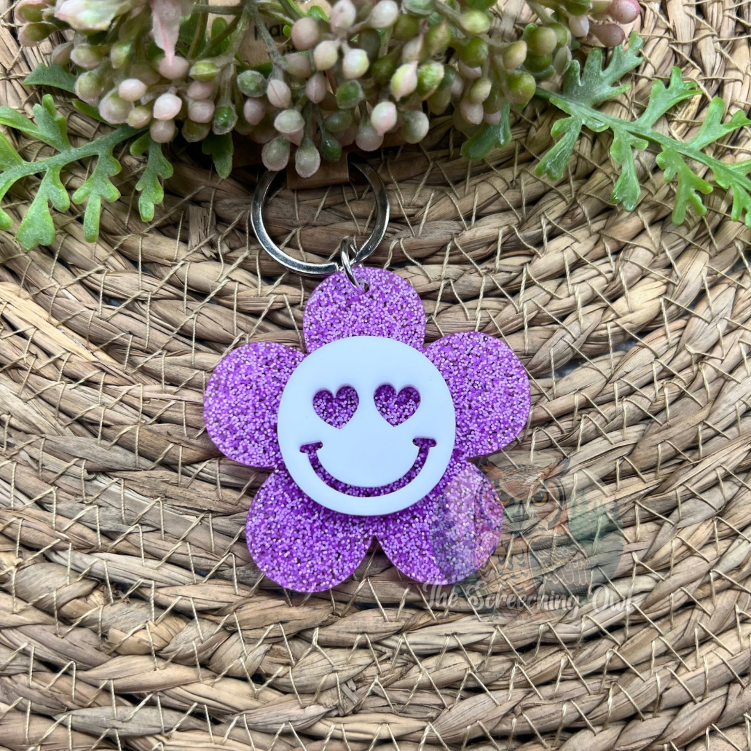Smiley Daisy Keychain