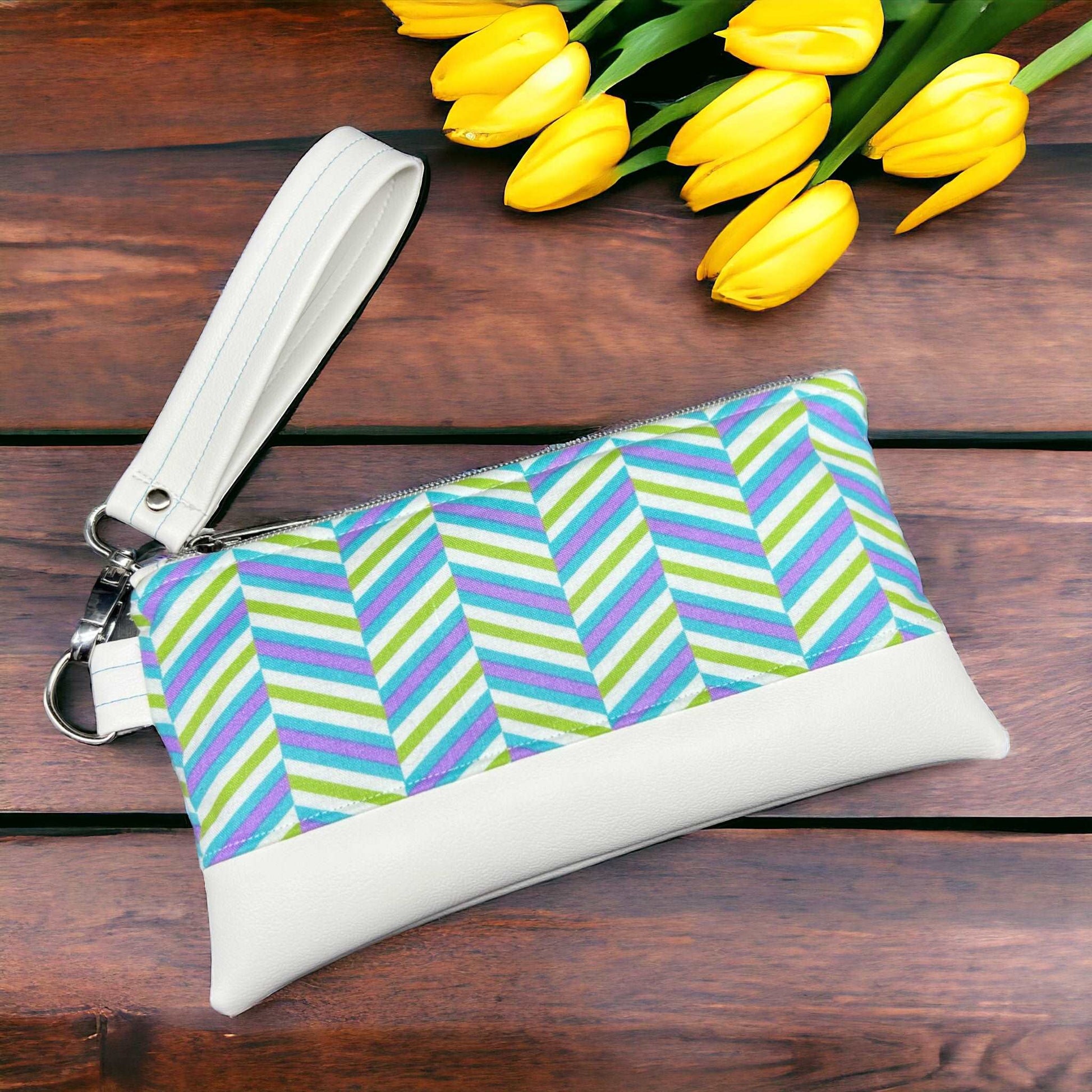 Diagonally Blue Wristlet Wallet