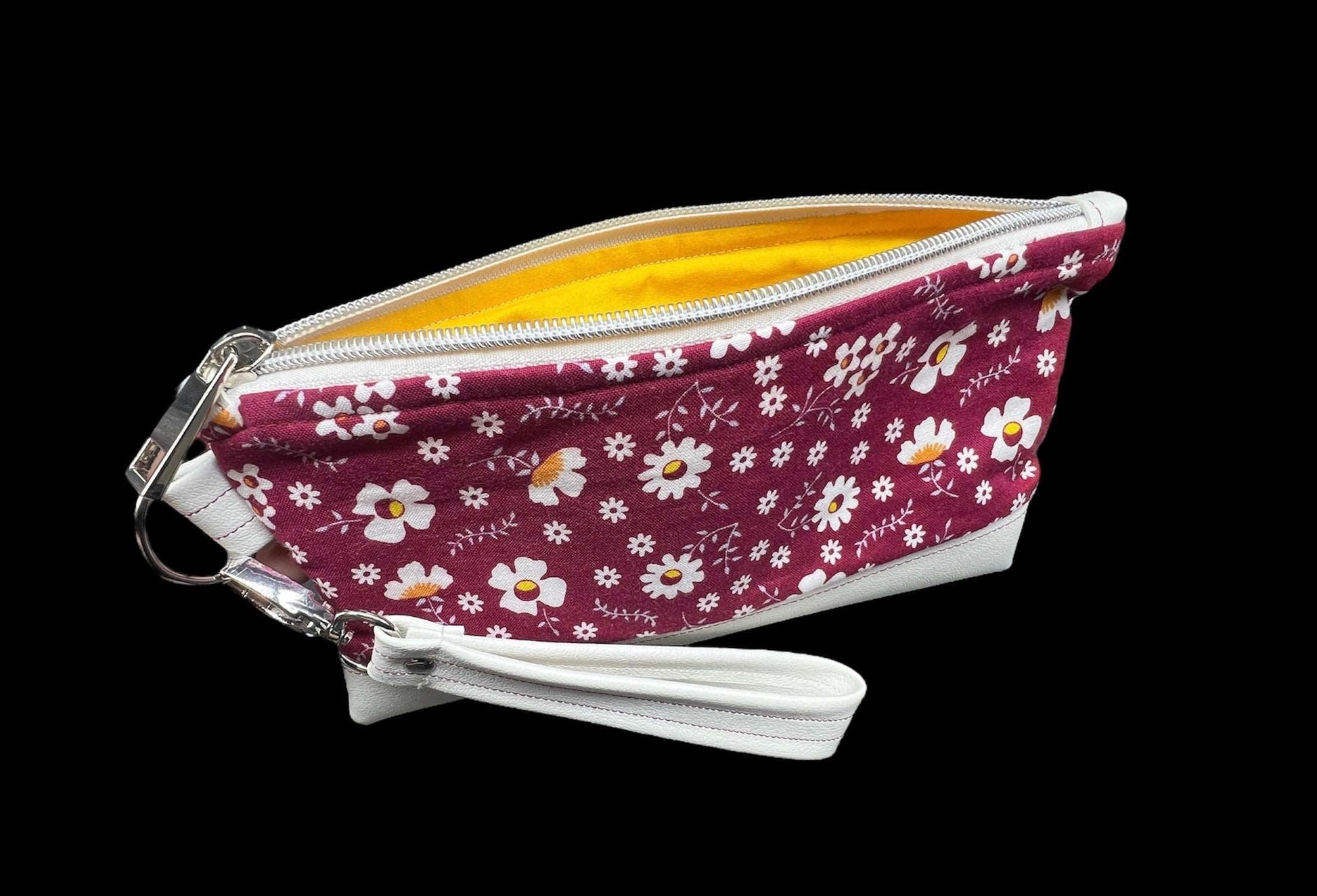 Maroon Floral Wristlet Wallet