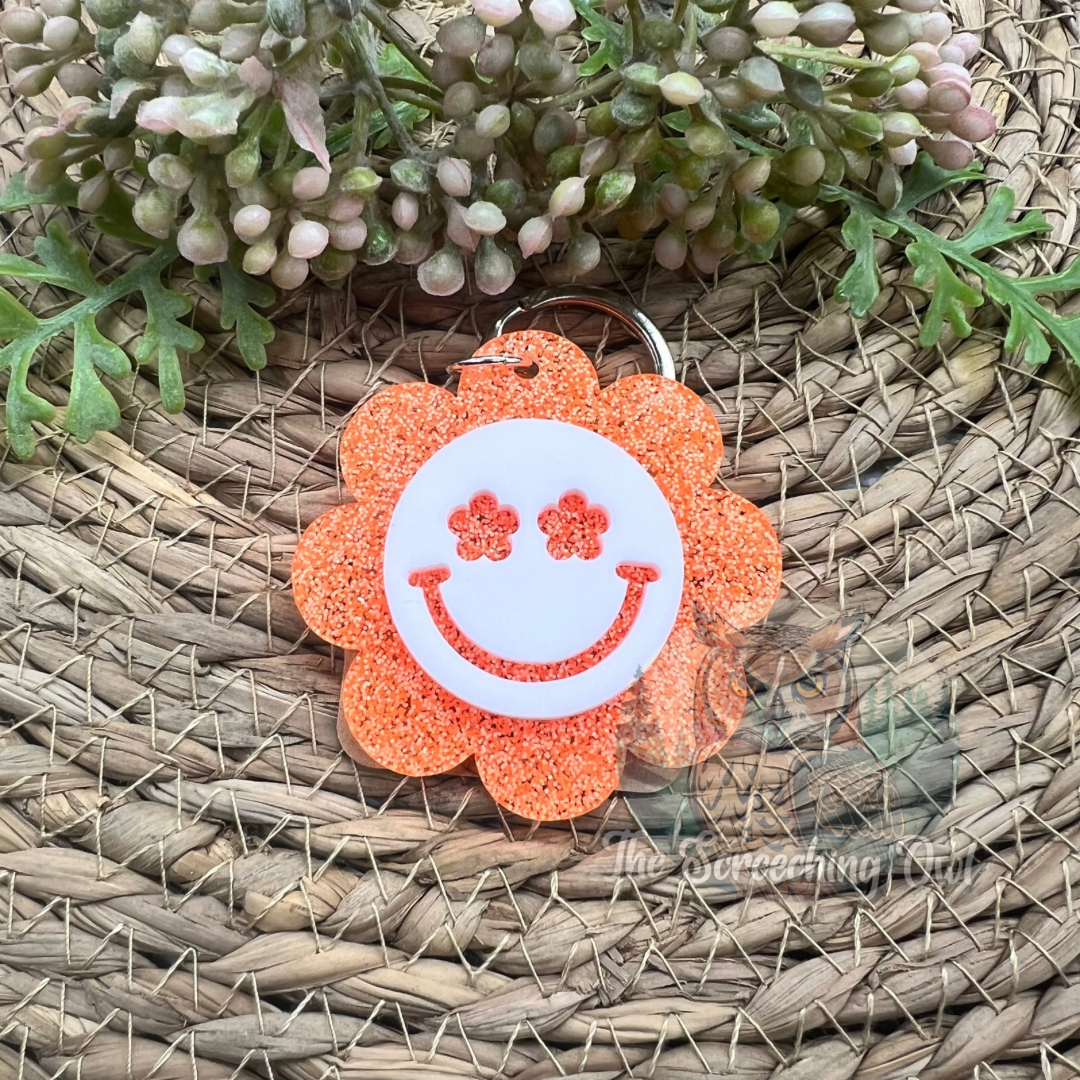 Smiley Flower Keychain