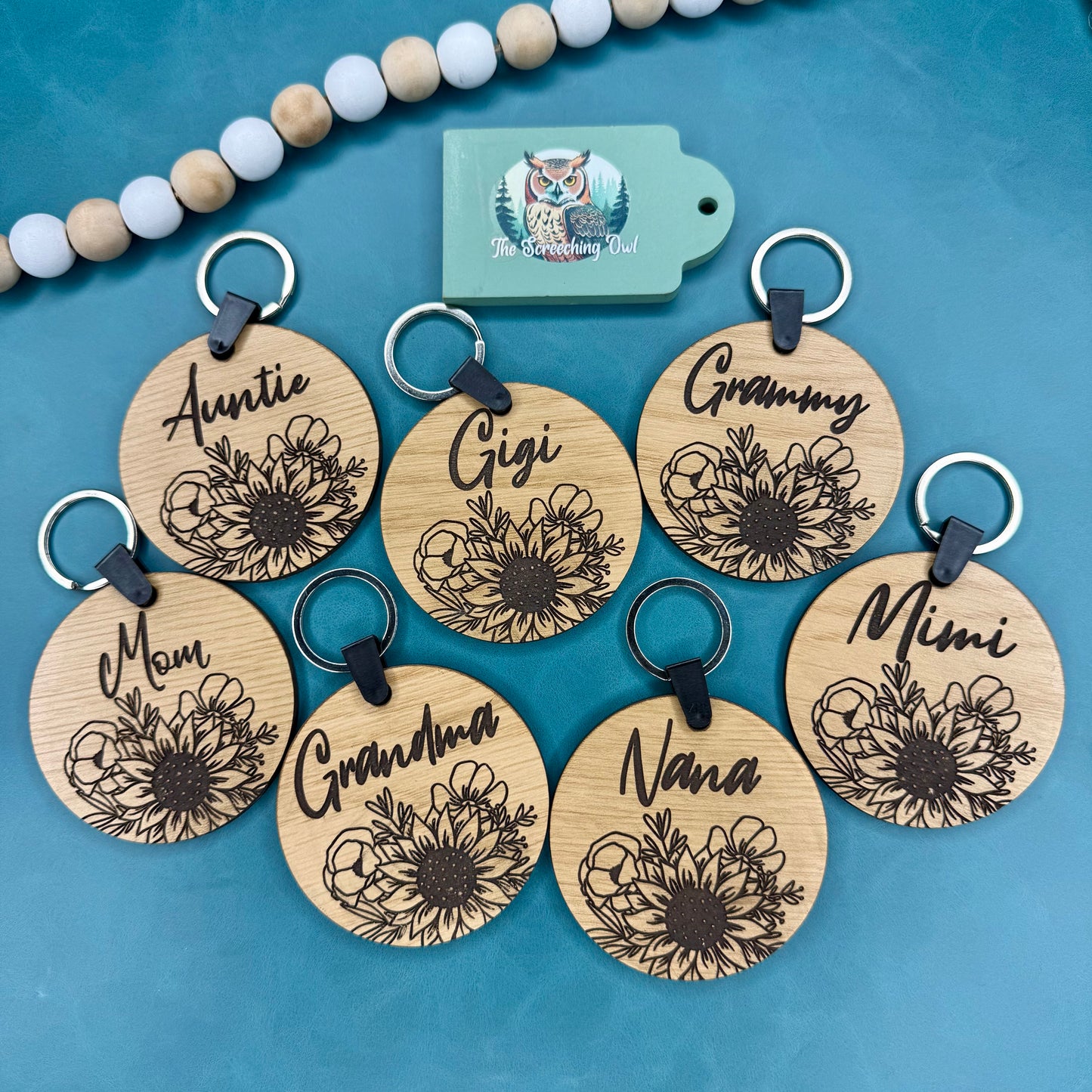 Floral Family Names Keychain