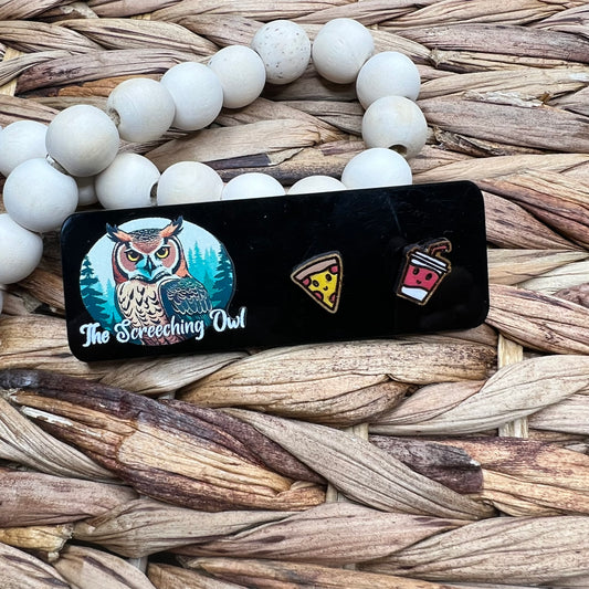 Pizza and Soda Stud Earrings