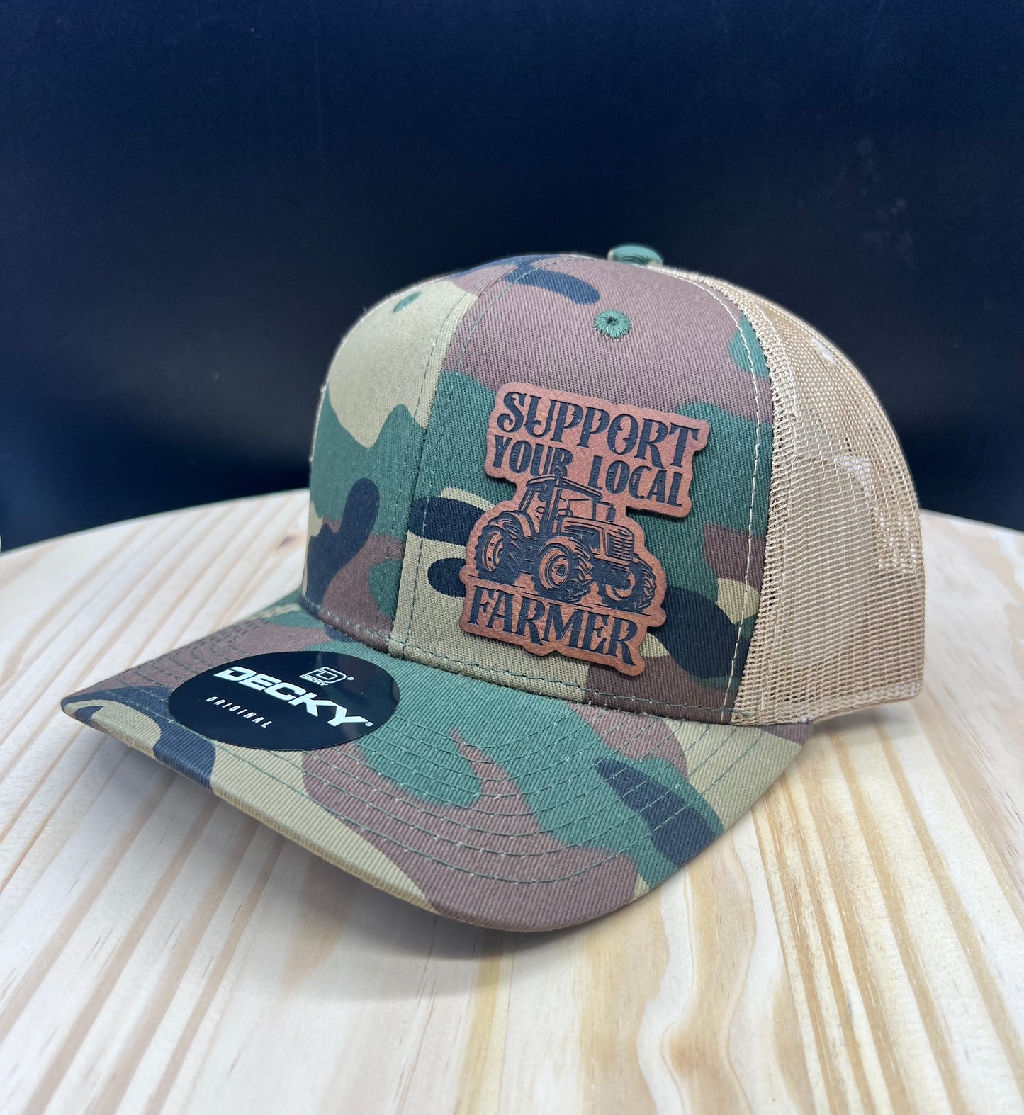 Support Your Local Farmer - Structured Bill Trucker Hat - Camo/Khaki