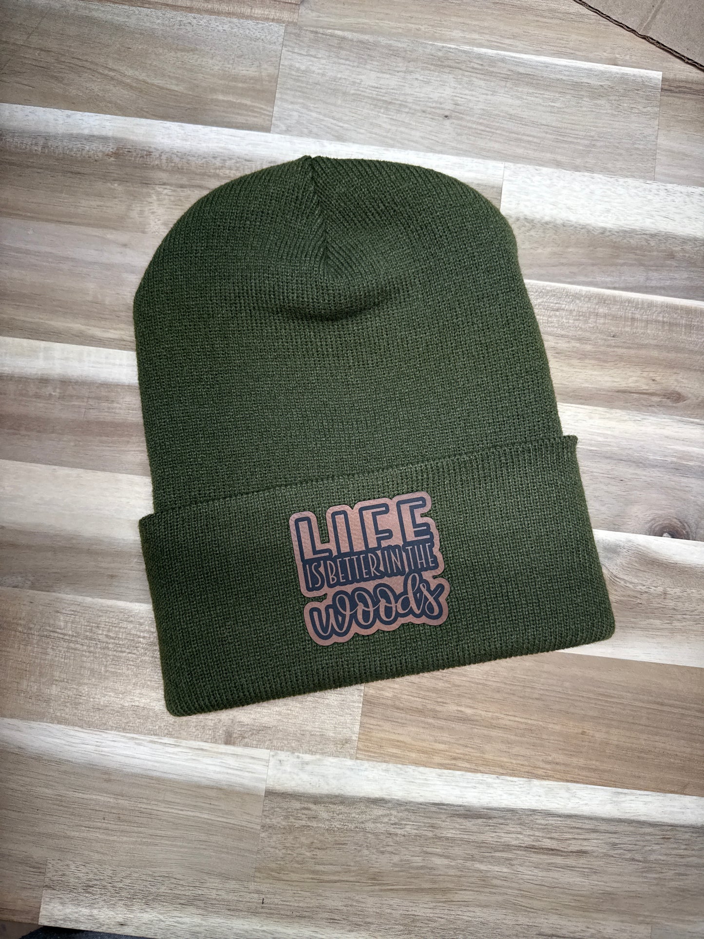 Beanie - Life is Better in the Woods - Olive