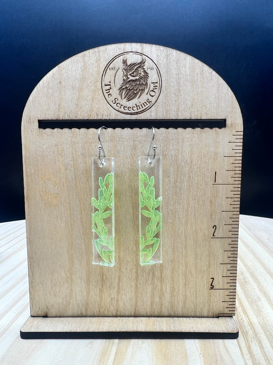 Greenery Rectangle Acrylic Earrings