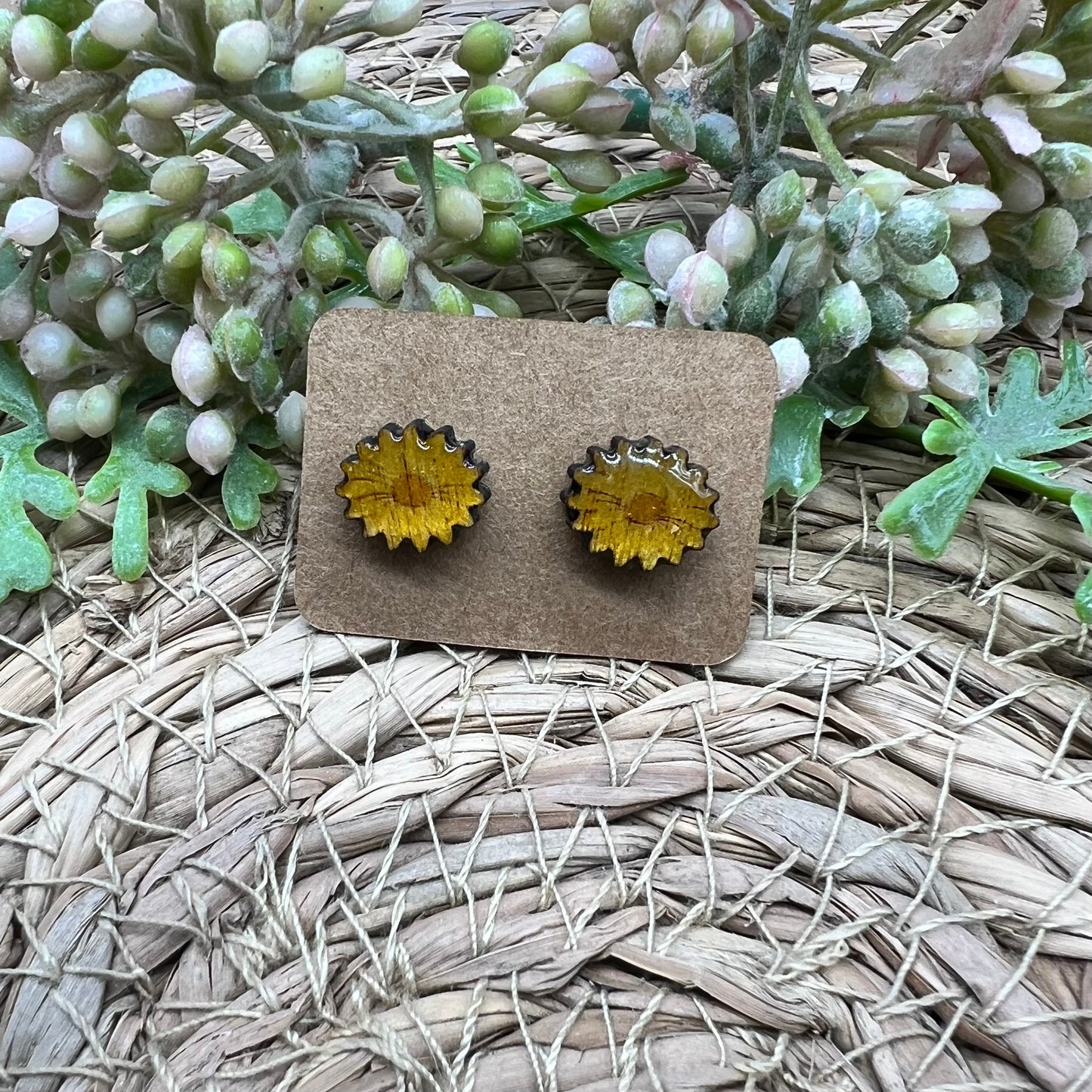 Yellow Flower Stud Earrings