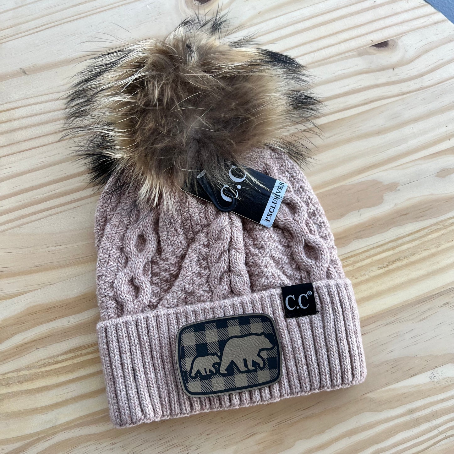 C.C Beanie Exclusive - Black Label Ribbed Cuff - Pick Your Patch - Rose