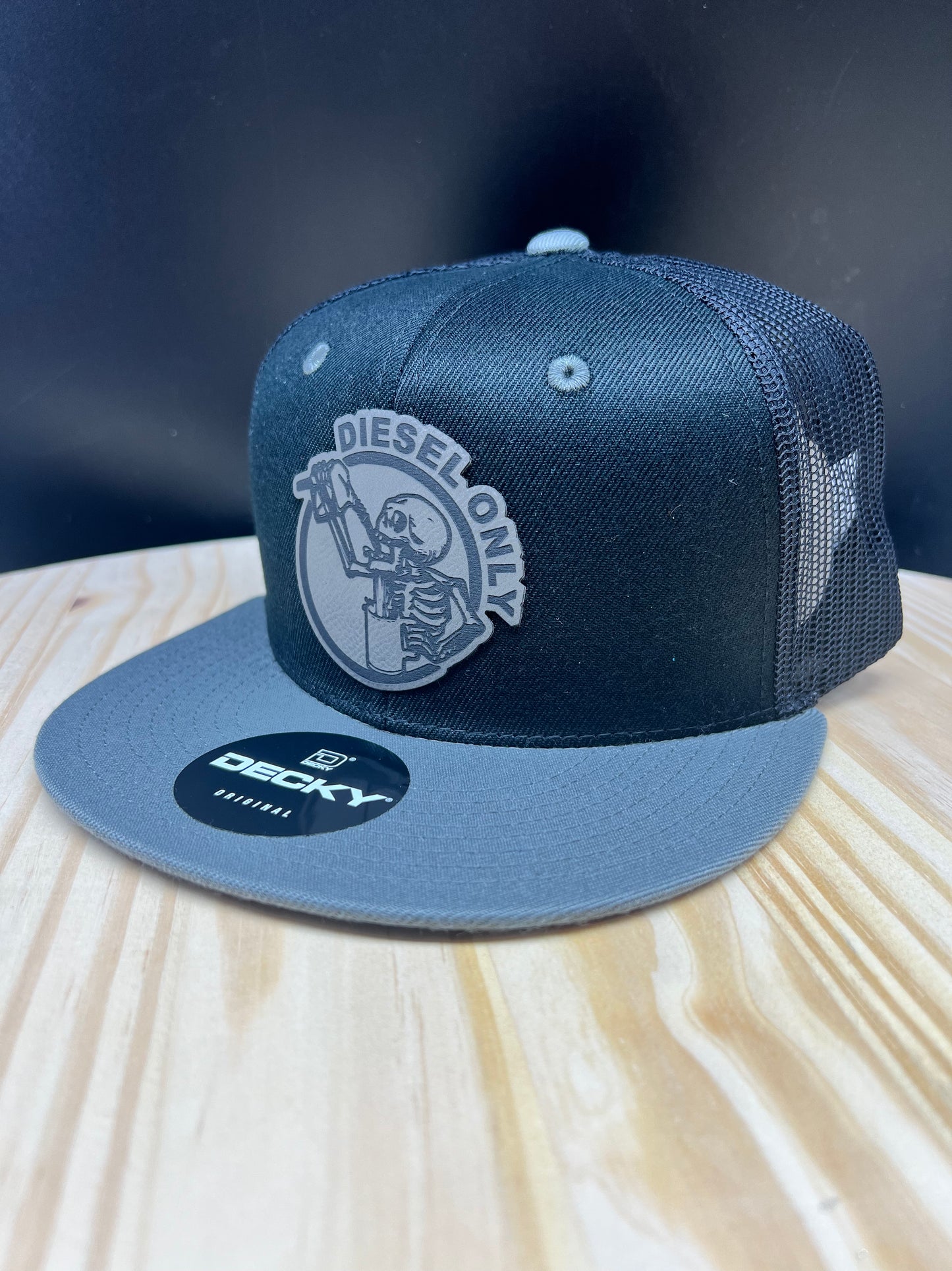 Diesel Only - Flat Bill Trucker Hat - Charcoal/Black