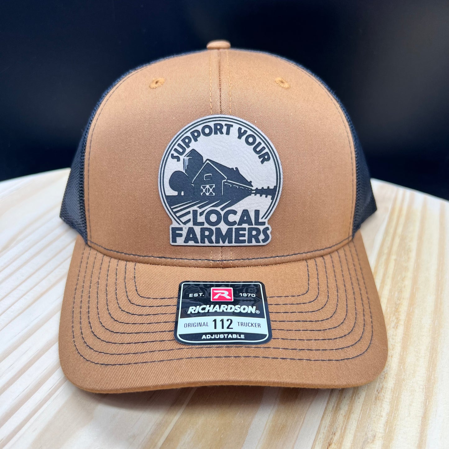 Support Your Local Farmers - Structured Bill Trucker Hat - Caramel/Black