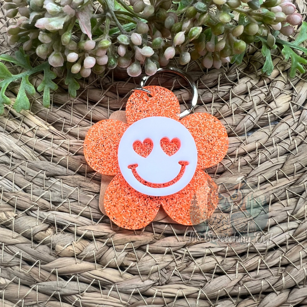 Smiley Daisy Keychain