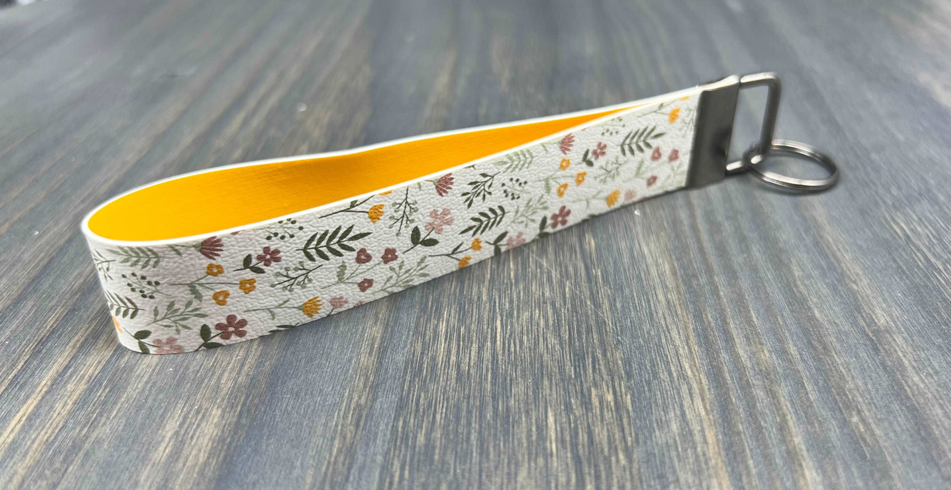 Dainty Pink and Yellow Flowers Key Fob