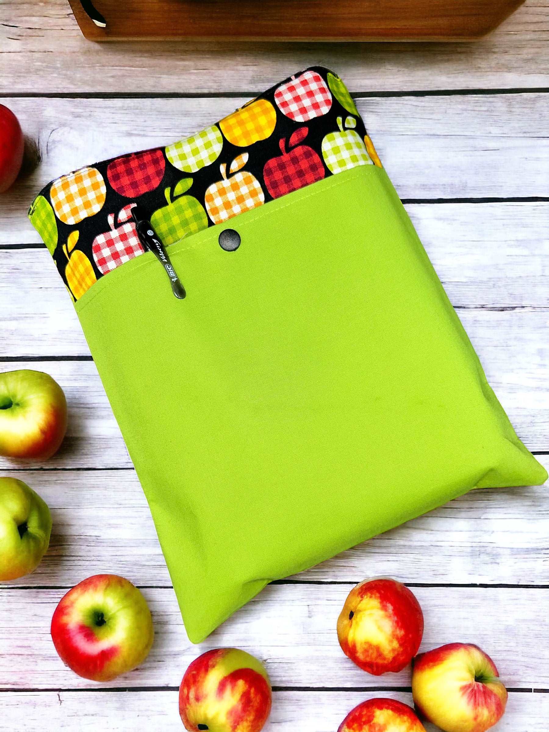 Plaid Apples Book Sleeve - Large