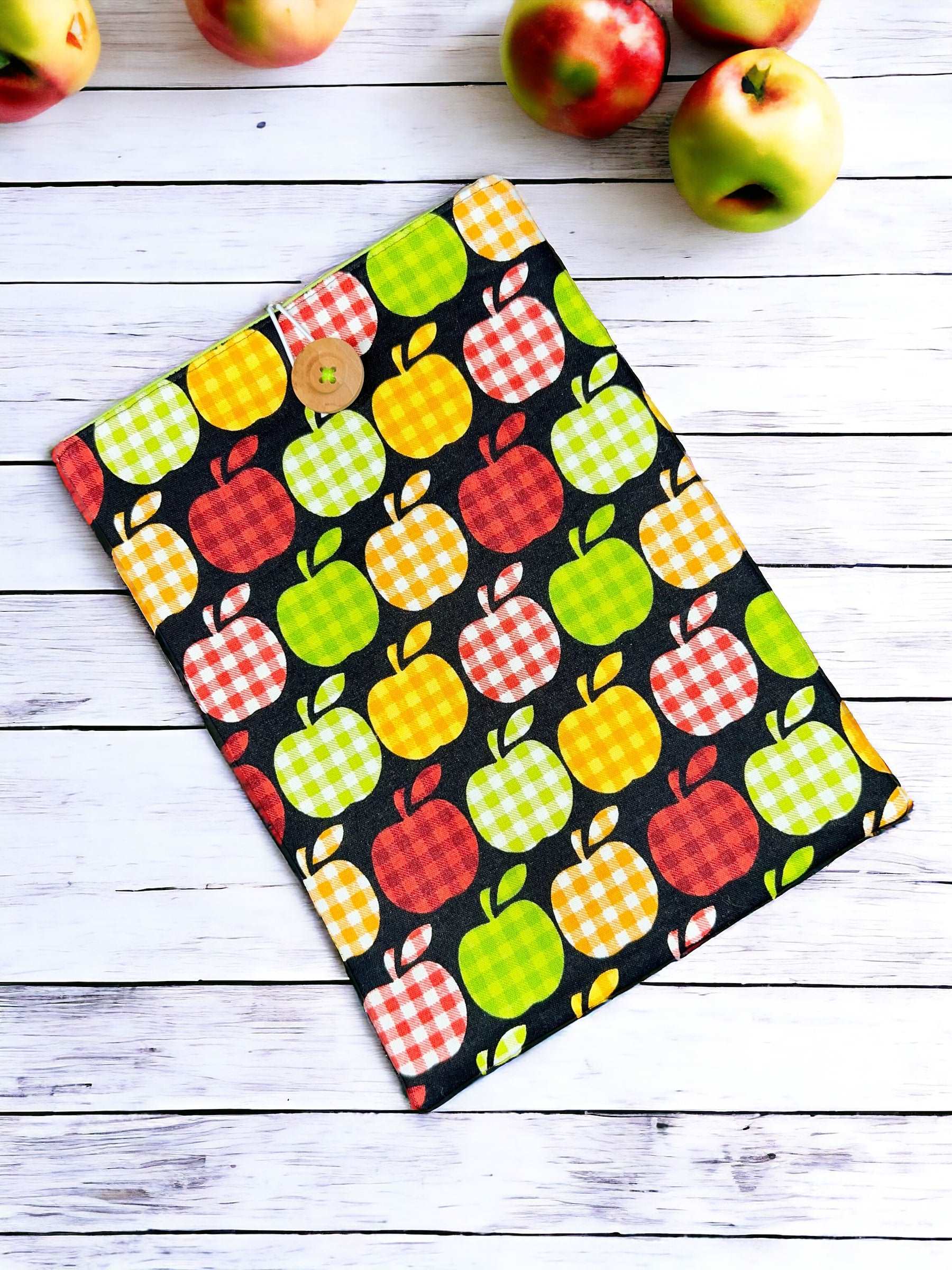 Plaid Apples Book Sleeve - Small