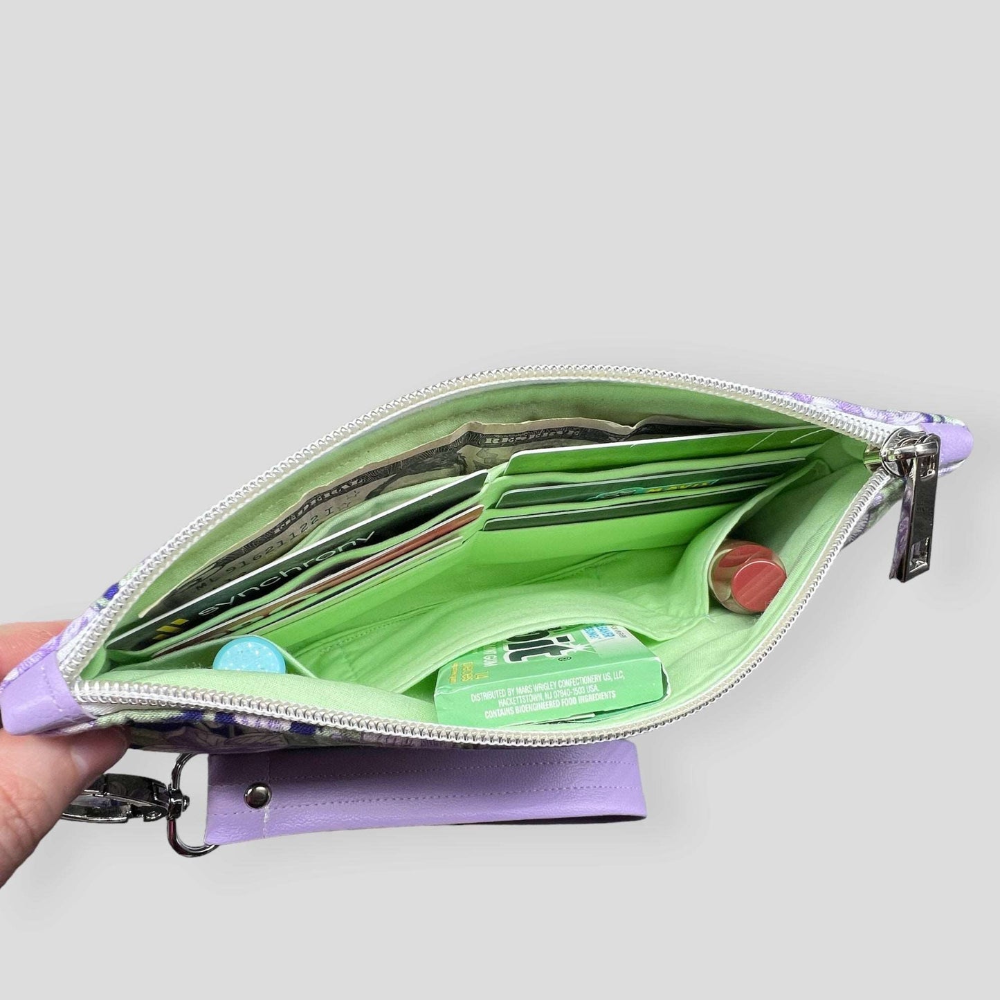 Purple Peony Wristlet Wallet