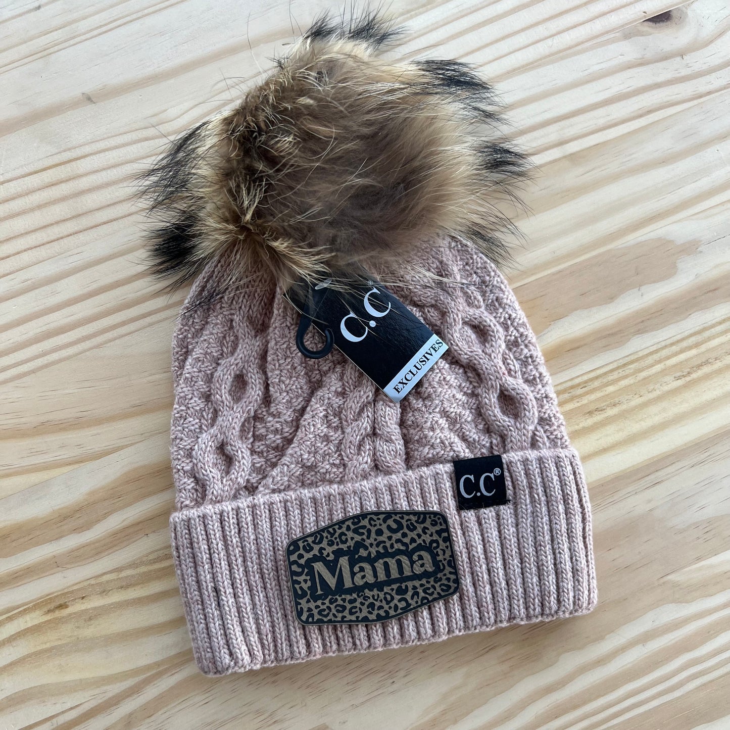 C.C Beanie Exclusive - Black Label Ribbed Cuff - Pick Your Patch - Rose